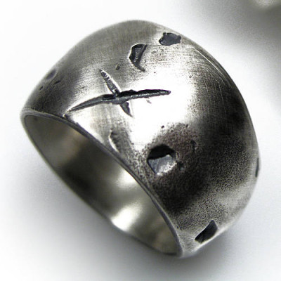 Rustic Wide Silver Gnarled Ring - By The Name Necklace;