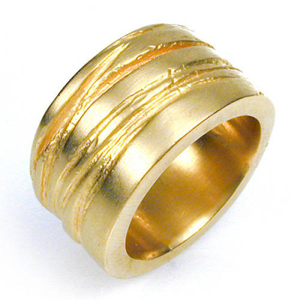18ct Gold Plated Silver Texture Bound Ring