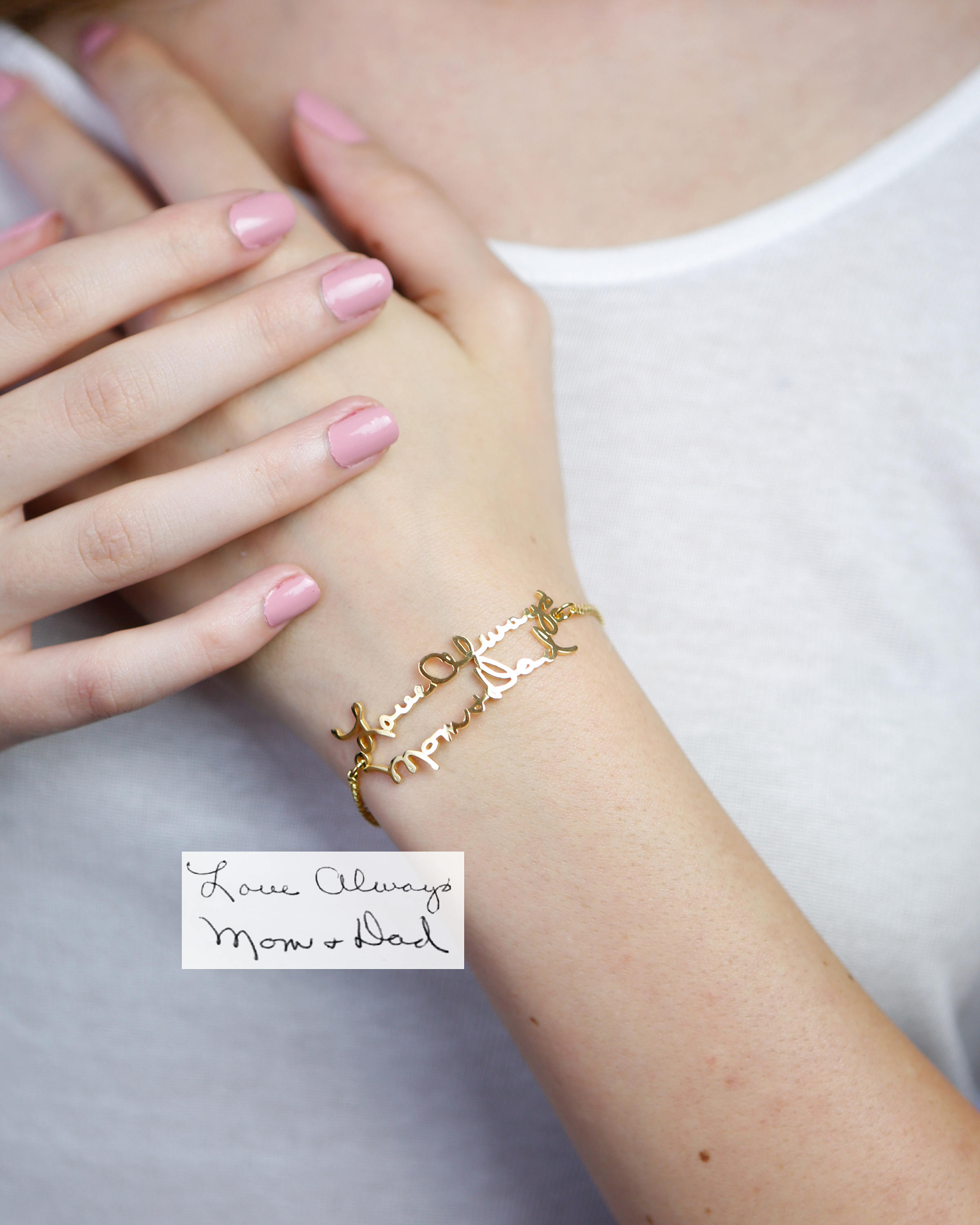 Personalised Handwriting Bracelet Custom Keepsake Jewellery