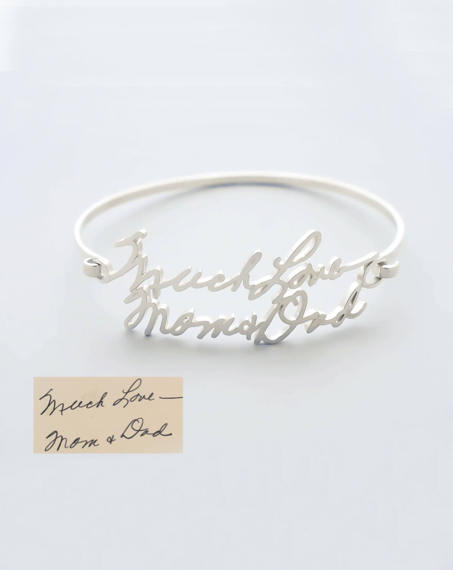 Personalised Handwriting Bangle in Sterling Silver - Signature Keepsake Jewellery - Memorial Gift