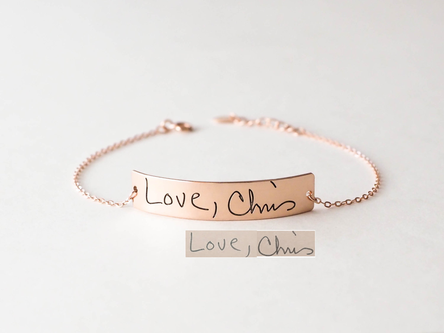 Personalised Handwriting Jewellery Bracelet - Custom Engraved Signature - Memorial Keepsake Gift for Mom