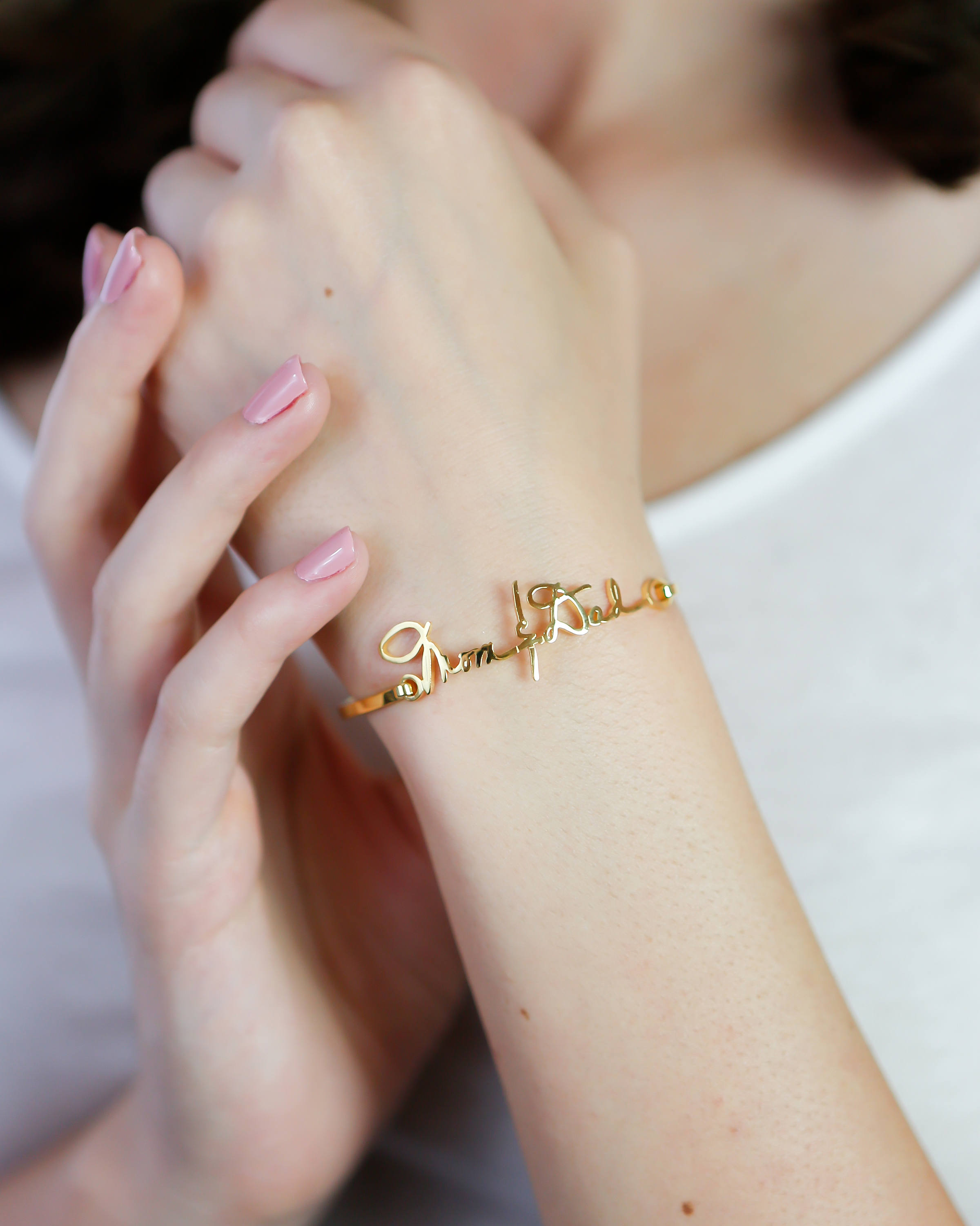 Personalised Handwriting Signature Keepsake Bracelet - Memorial Bangle Jewellery - Sympathy Gift for Mom