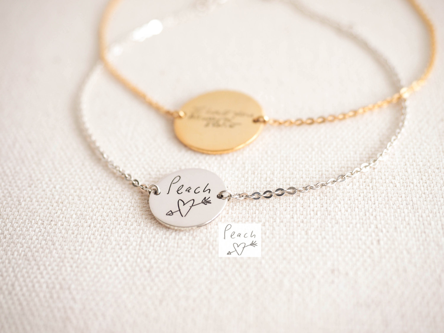 Personalised Keepsake Bracelet with Custom Engraved Handwriting Disc - Perfect Sentimental Gift for Mom