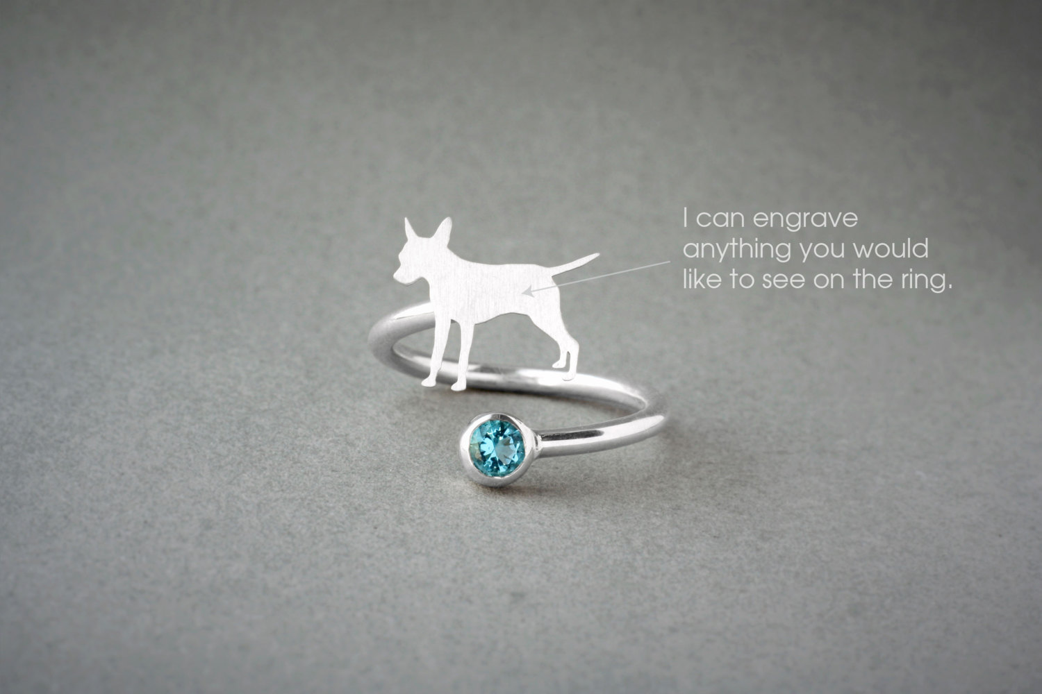 Adjustable Dog Birthstone Ring