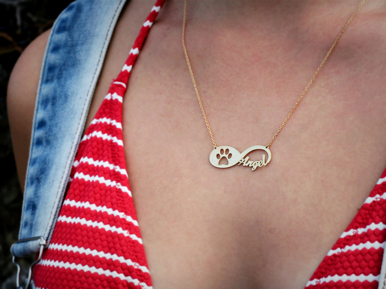 18k Gold Personalised INFINITY Boxer Name Necklace