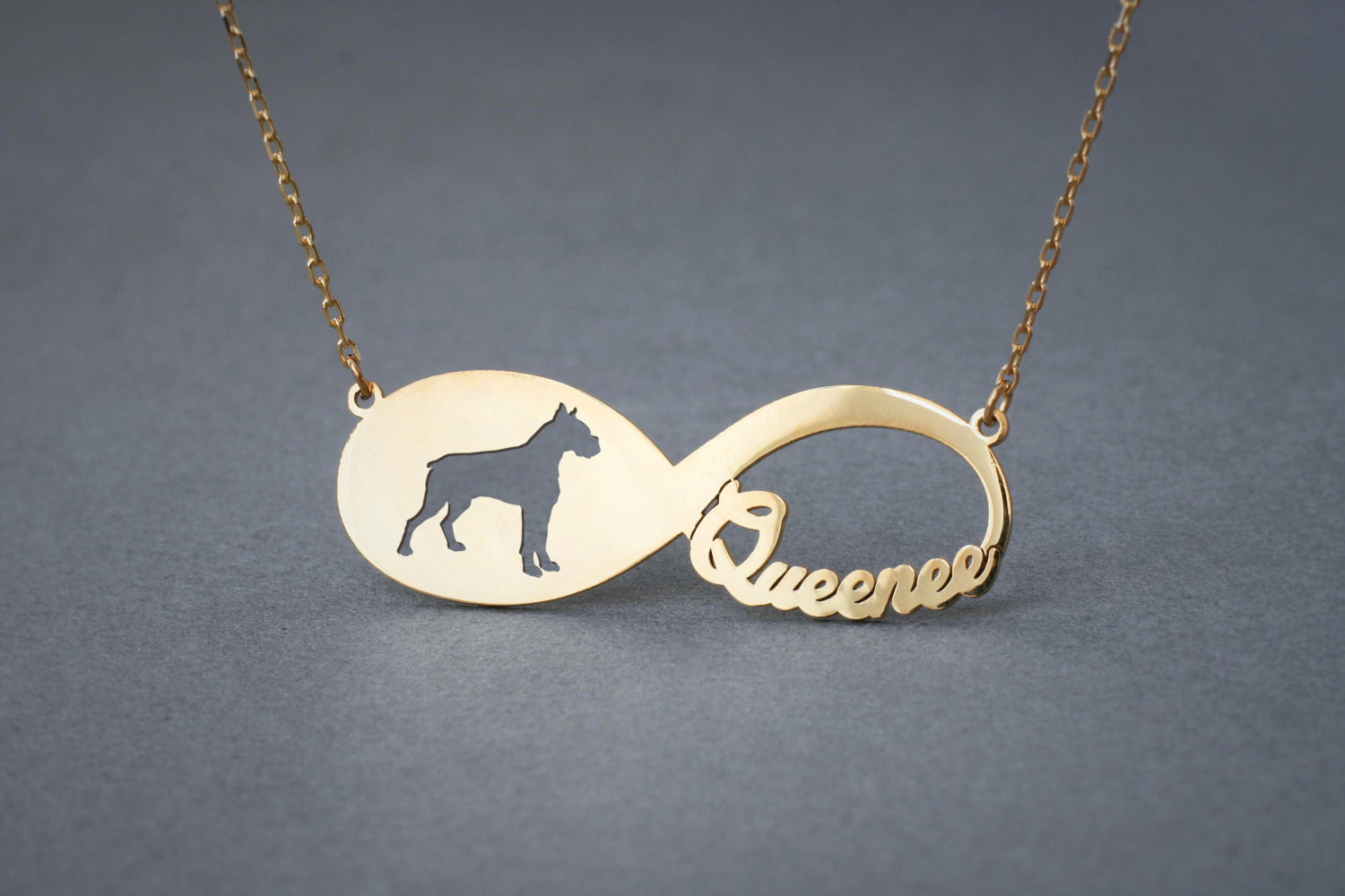 18k Gold Personalised INFINITY Boxer Name Necklace