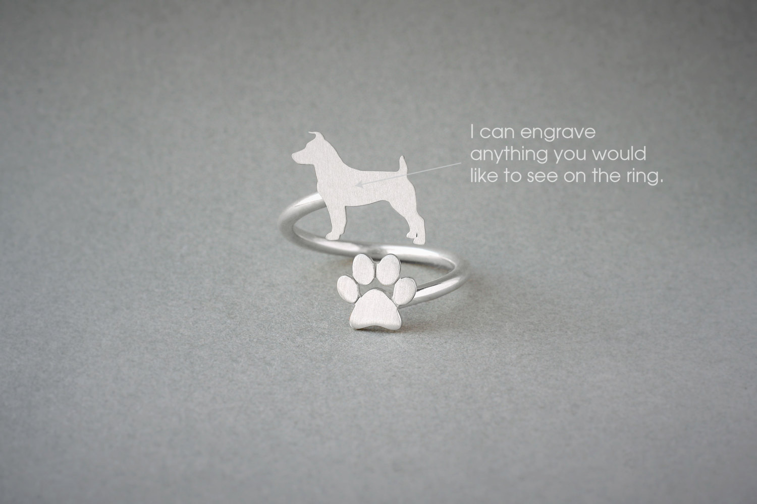 Personalised Dog Paw Ring in Silver, Gold or Rose Gold Plated - Perfect for Your Jack Russell!