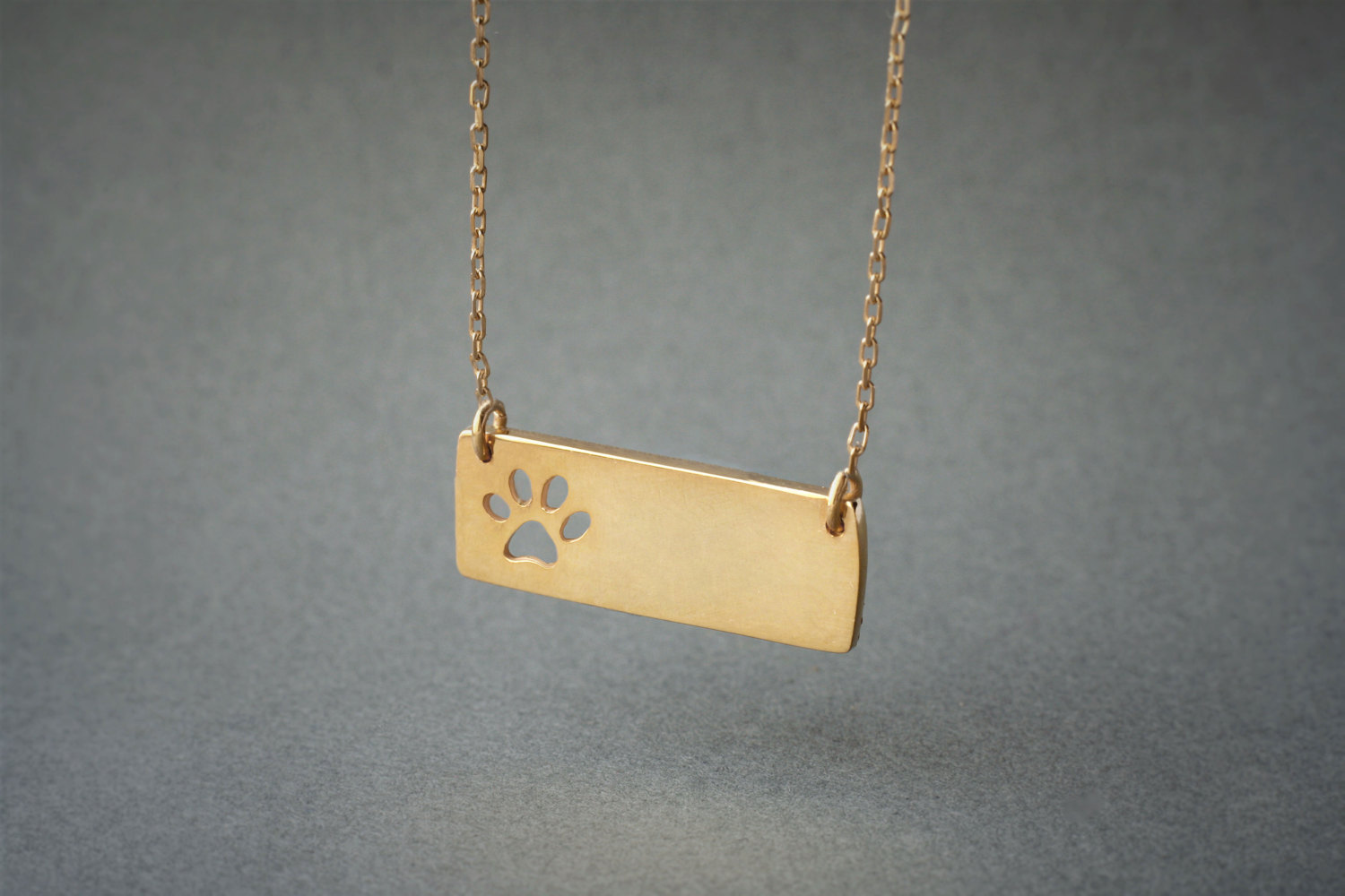 Paw Print Necklace - Silver, Gold or Rose Plated Bar - Perfect for Any Occasion