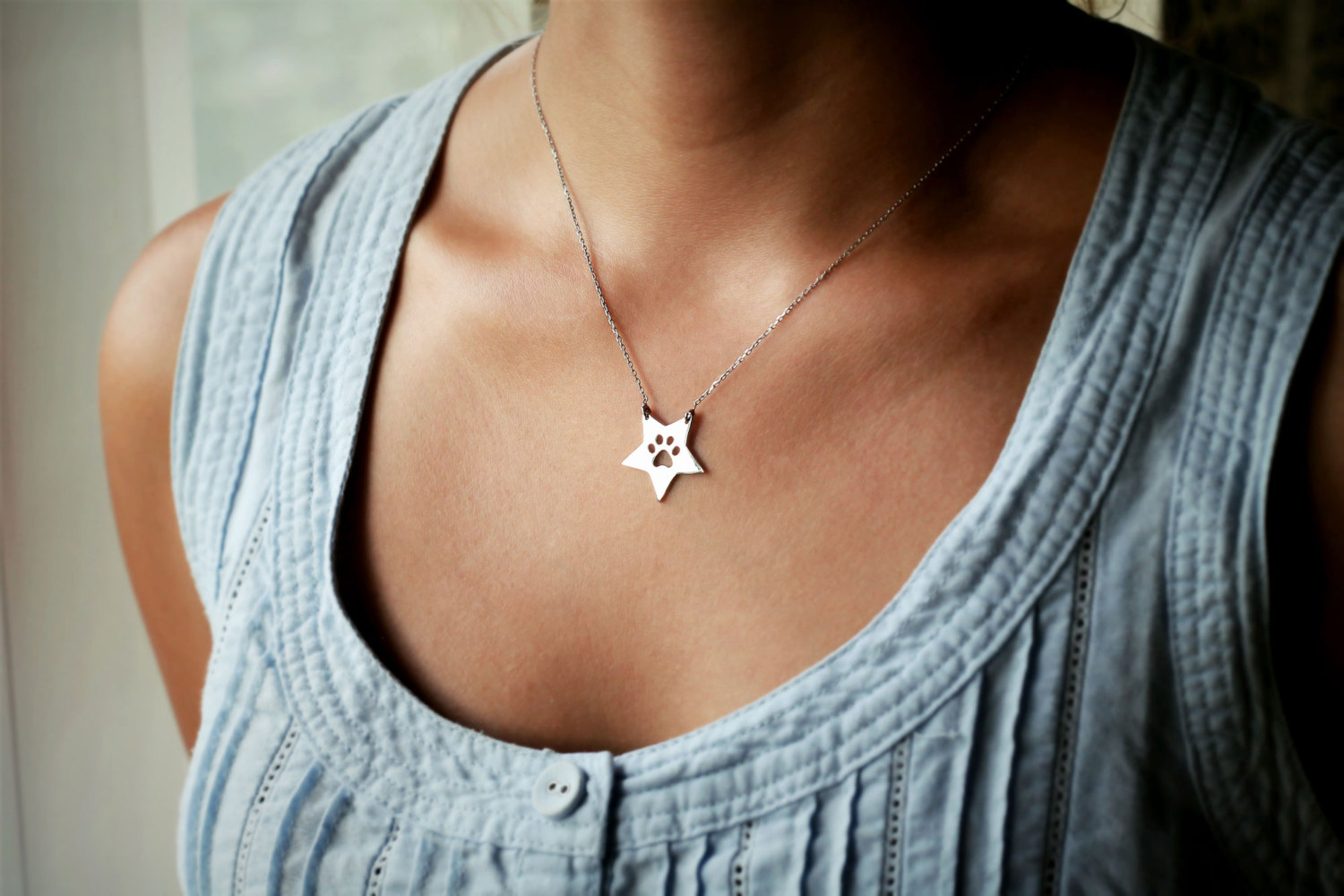 Personalised Stainless Steel Paw Print Necklace - Silver, Gold or Rose Plated