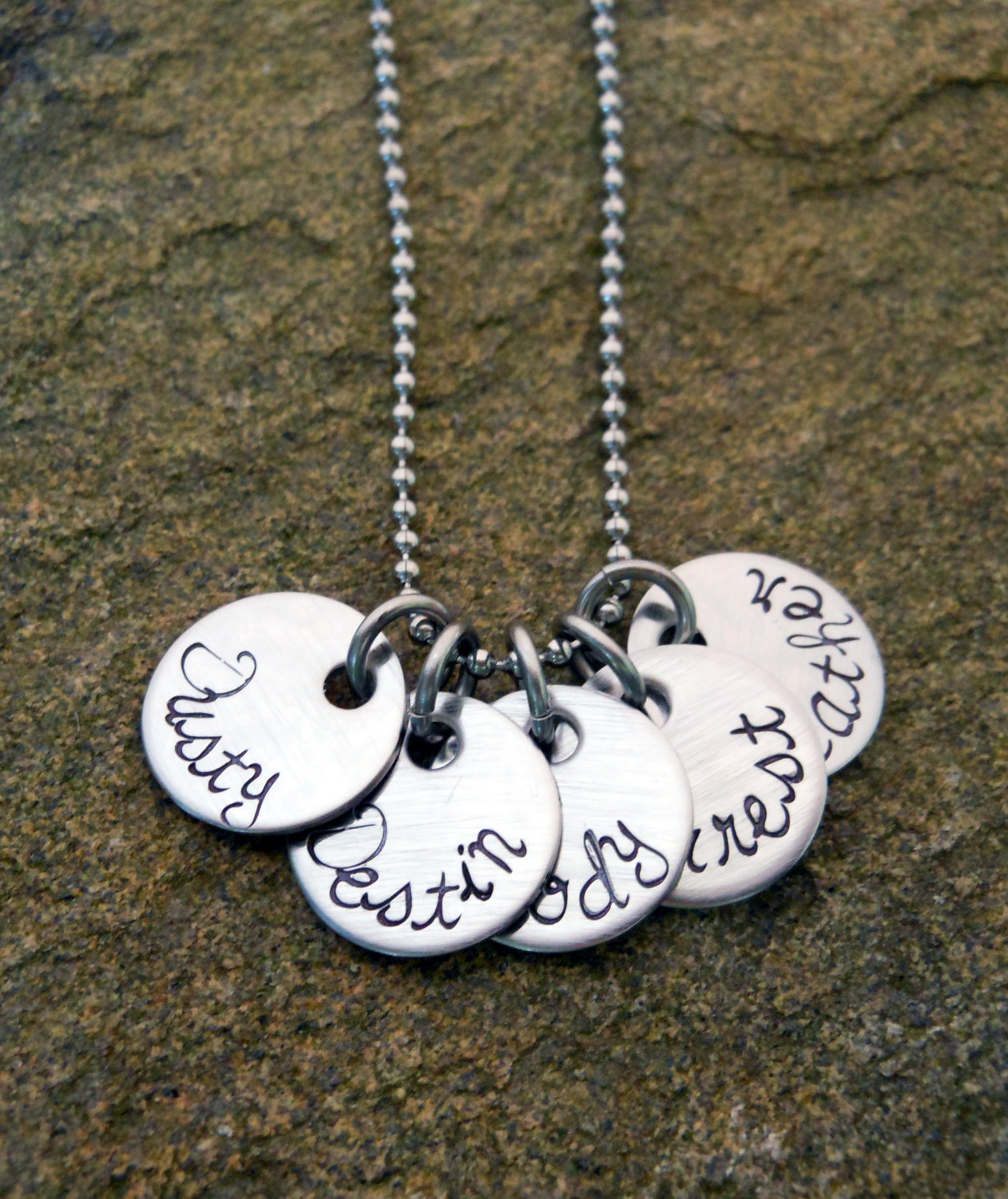 Personalised Name Necklace Pendants - Hand Stamped Jewellery - Perfect Christmas & Birthday Gifts for Mom Her