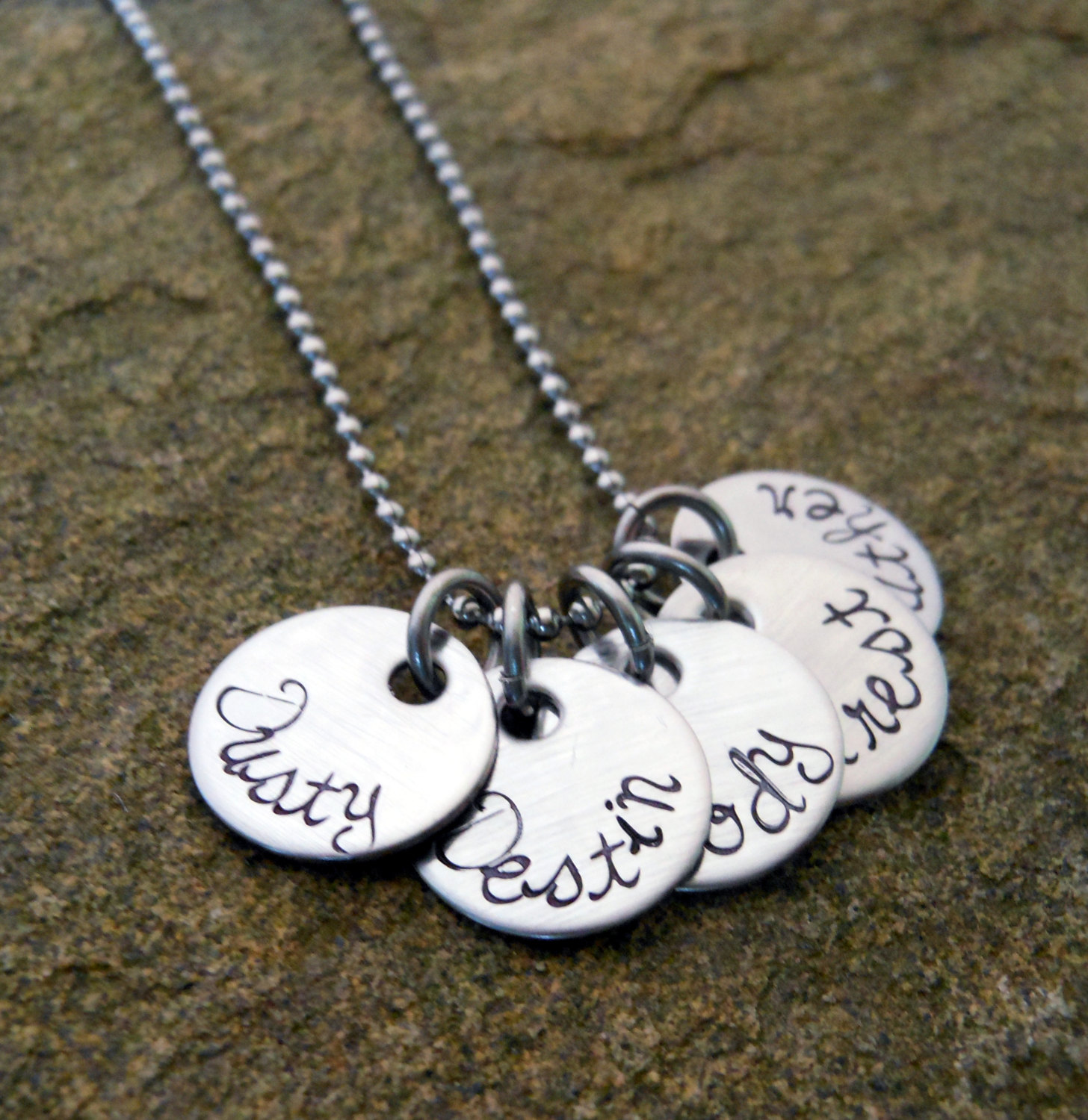 Personalised Name Necklace Pendants - Hand Stamped Jewellery - Perfect Christmas & Birthday Gifts for Mom Her