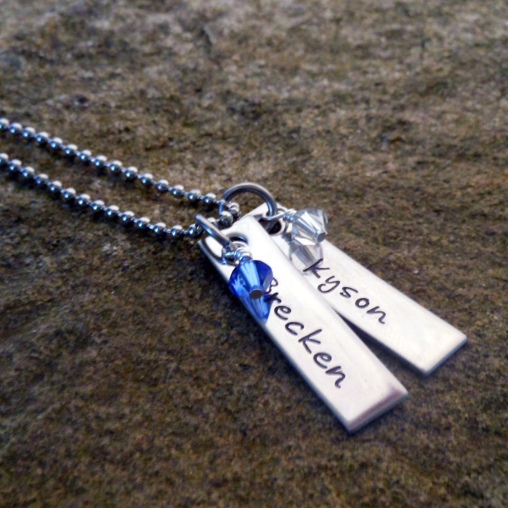 Personalised Name Bar Jewellery with Birthstones - Perfect Anniversary, Birthday & Christmas Gifts for Mom