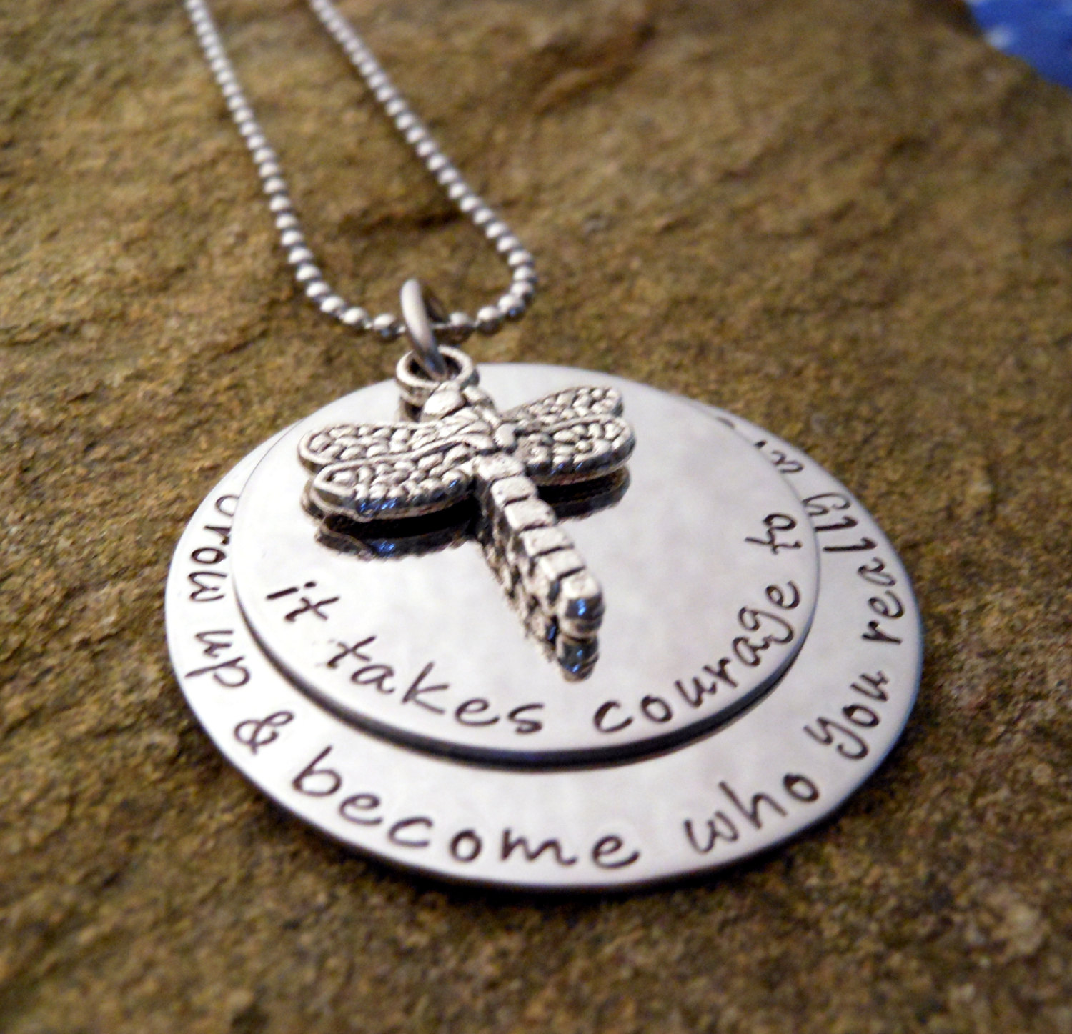 Customised Hand Stamped Dragonfly Necklace - Perfect Christmas, Birthday Gift for Her