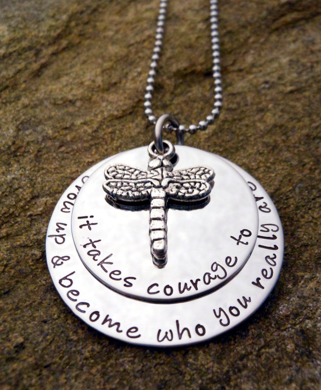 Customised Hand Stamped Dragonfly Necklace - Perfect Christmas, Birthday Gift for Her