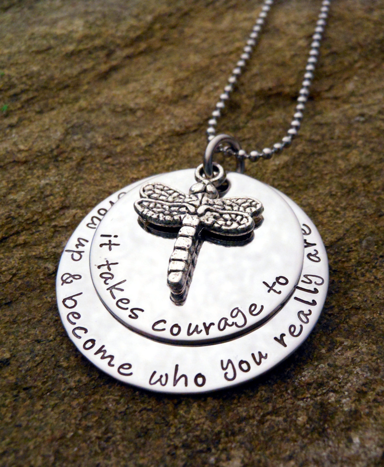 Customised Hand Stamped Dragonfly Necklace - Perfect Christmas, Birthday Gift for Her