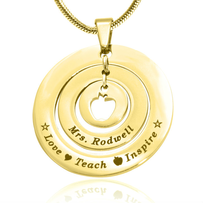 18ct Gold Plated Personalised 'Circles of Love' Necklace Gift for Teacher