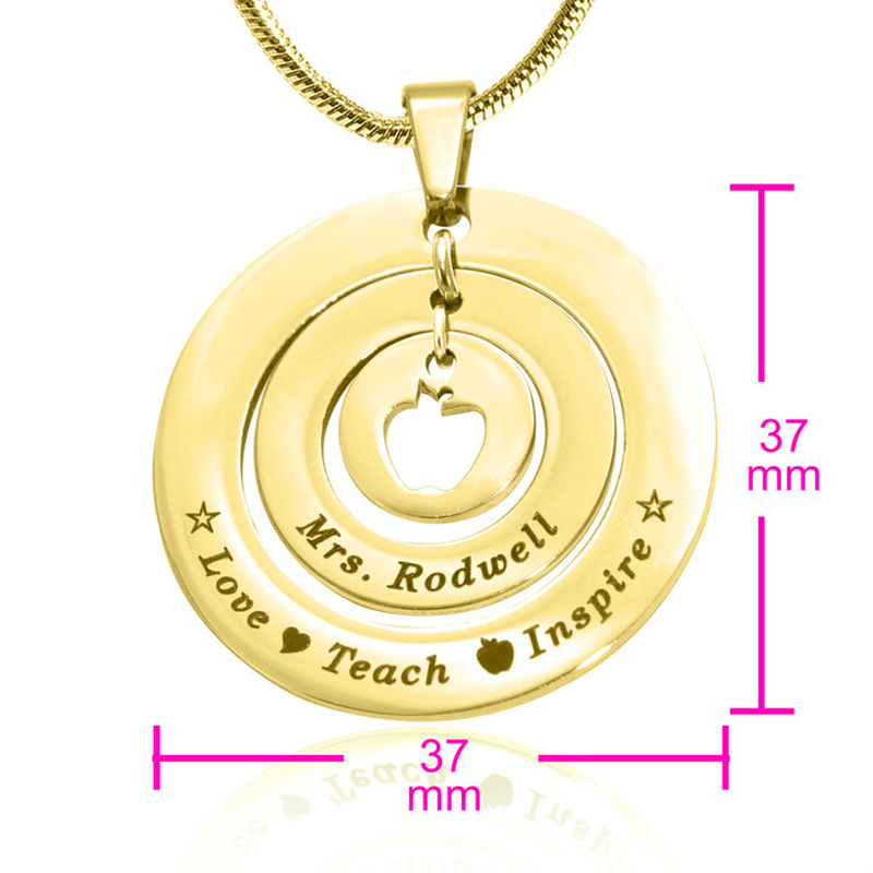 18ct Gold Plated Personalised 'Circles of Love' Necklace Gift for Teacher