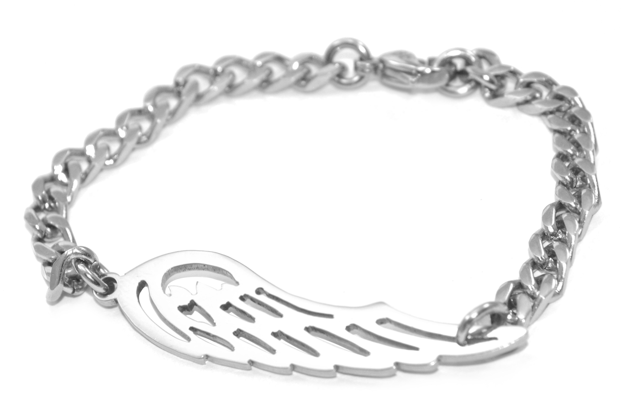 Engraved Sterling Silver Angel Wing Bracelet - Personalised Gift