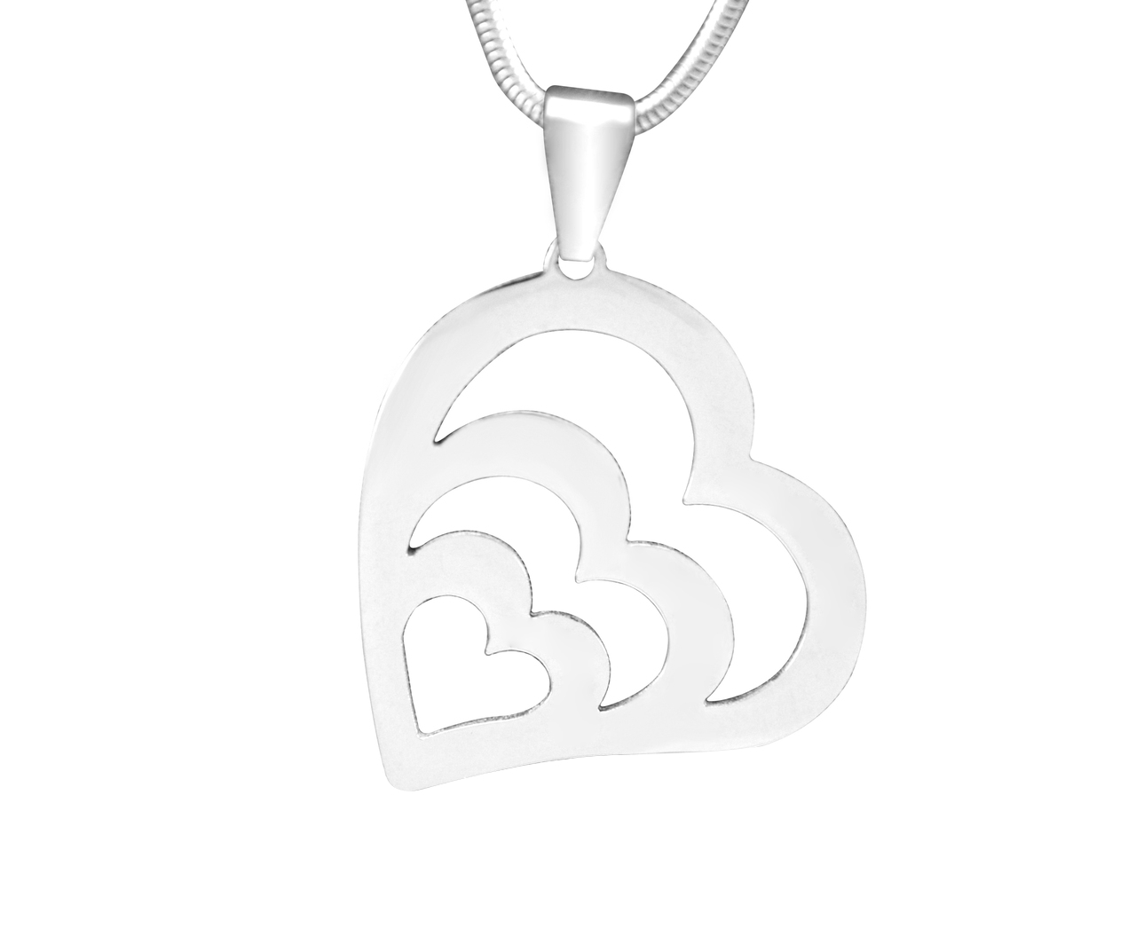 Personalised Sterling Silver Heart Necklace with Love Motif