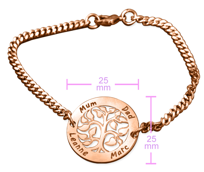 Custom Engraved Tree Bracelet - 18K Rose Gold Plated
