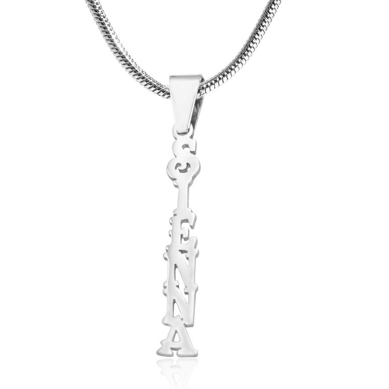 Customisable Vertical Name Tag Necklace - 925 Sterling Silver