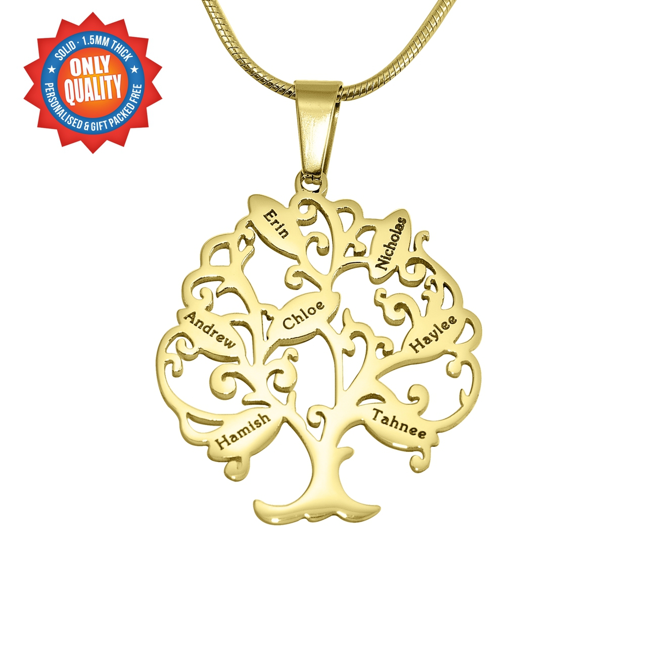 Personalised 'Tree of Life' Necklace, 7-18ct Gold Plated