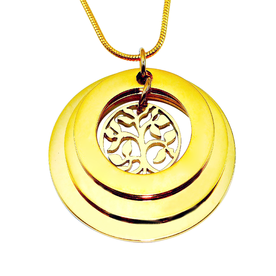 Custom Engraved Triple Love Family Name Necklace - 18K Gold Plated
