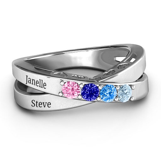 Engagement Ring with 4 Heart-Shaped Stones