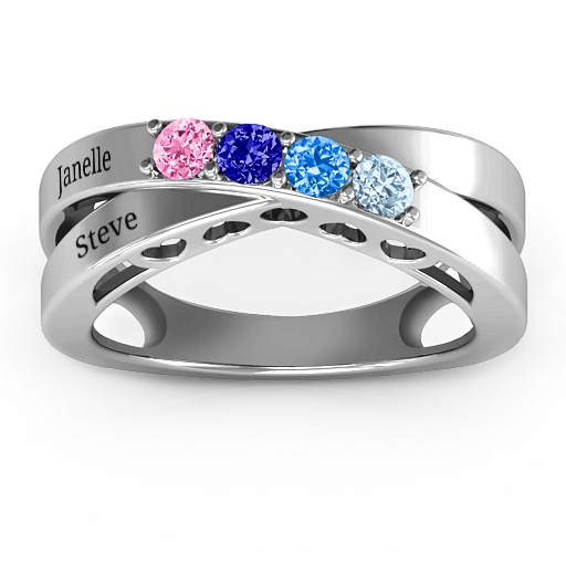 Engagement Ring with 4 Heart-Shaped Stones