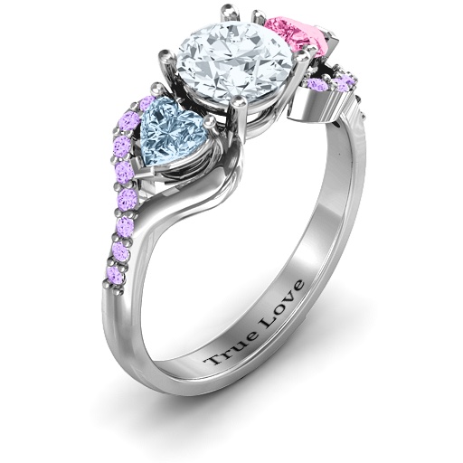 Beautiful Sterling Silver Love Ring with Accents, Perfect for a Special Gift