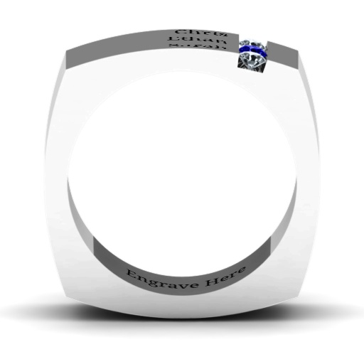 Mens Square Blue Gemstone Ring