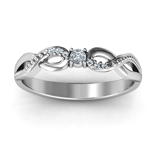 Sparkling Classic Solitaire Ring with Infinity Accent Band