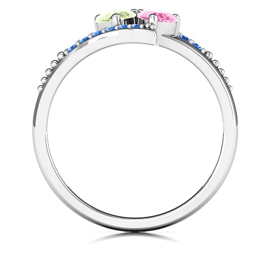 Sparkling Heart Stone Diagonal Dream Ring