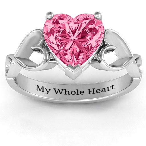 Heart Shaped Sterling Silver Infinity Band Ring with Interwoven Hearts