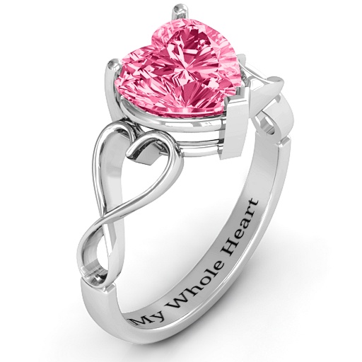 Heart Shaped Sterling Silver Infinity Band Ring with Interwoven Hearts