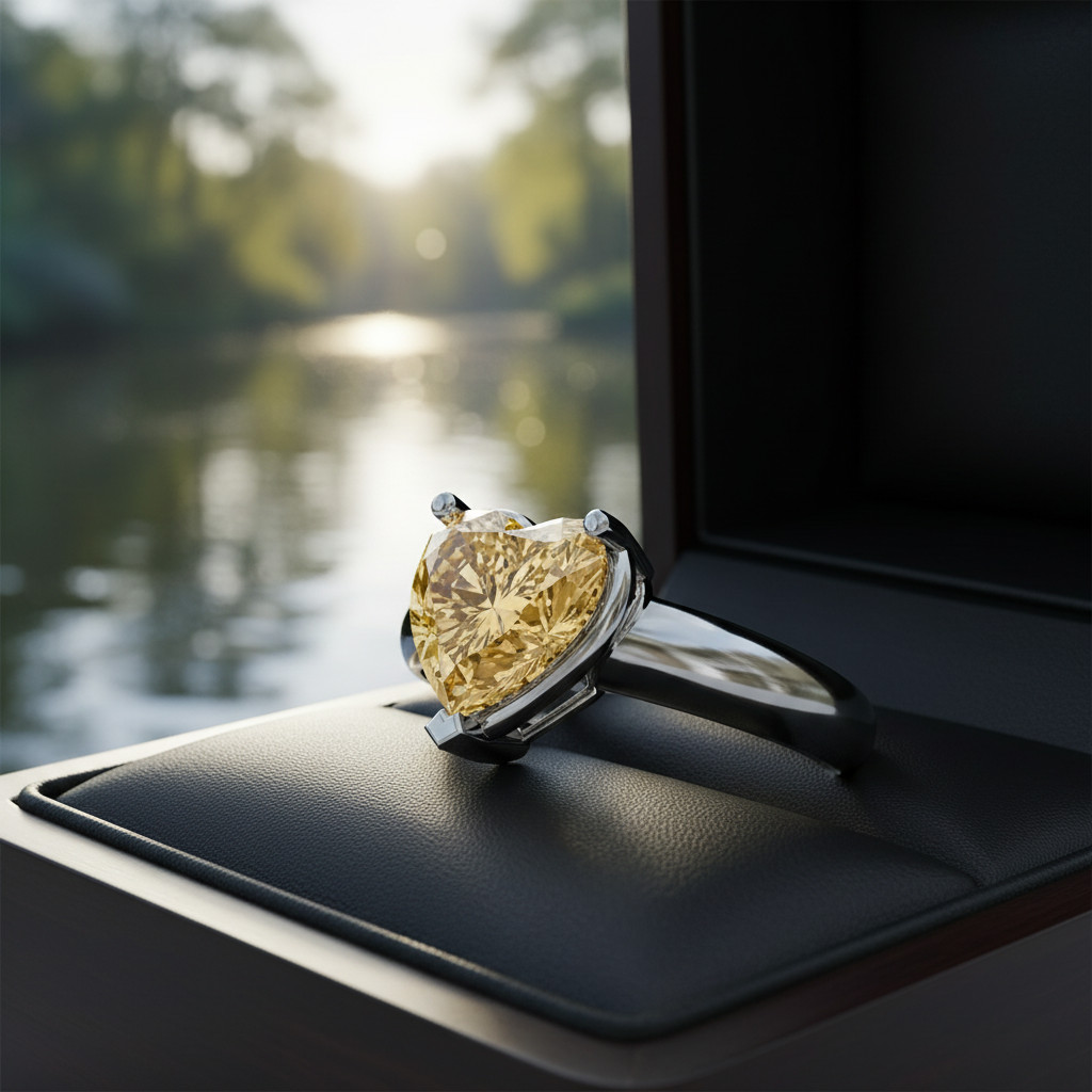 14K White Gold Heart Shaped Double Gallery Setting Ring