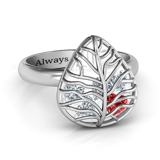 Stunning Sterling Silver Lilac Cage Leaf Ring