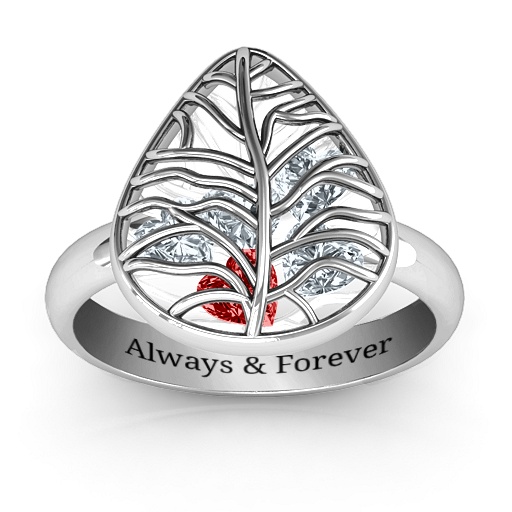 Stunning Sterling Silver Lilac Cage Leaf Ring