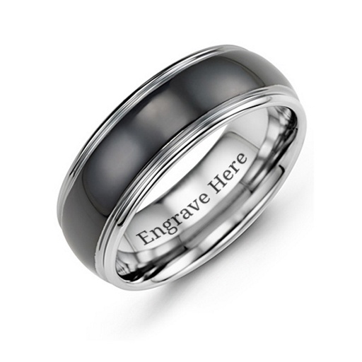 Mens Tungsten Black Wedding Band Ring