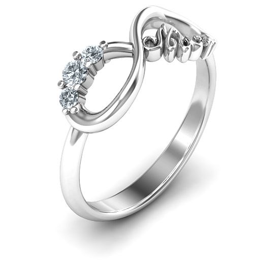Sterling Silver Mothers' Infinity Band Ring with Gemstones