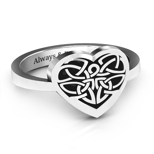 Silver Celtic Heart Ring with Oxidation Finish