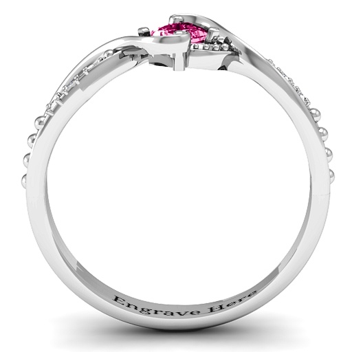 Sterling Silver Princess Cut Espiral Ring with Accents