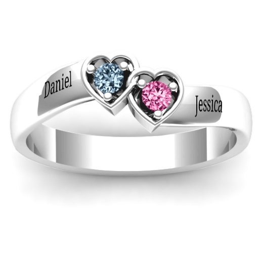 Sterling Silver Double Interlocked Hearts Ring - Jewellery