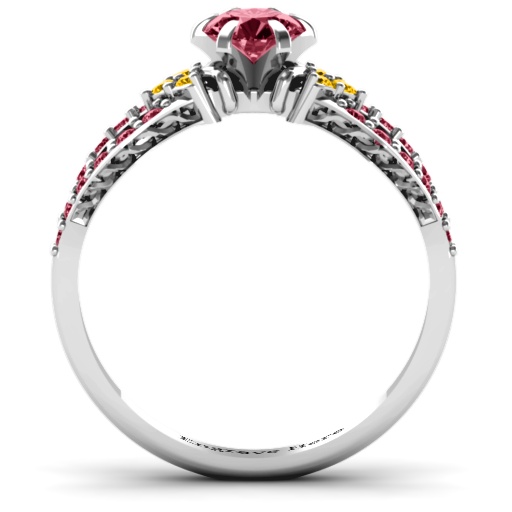 Women's Sterling Silver Fancy Solitaire Accent Ring Split Shank