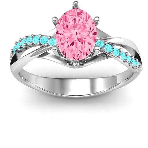 Sterling Silver Passion Twist Engagement Ring with Accent Stones