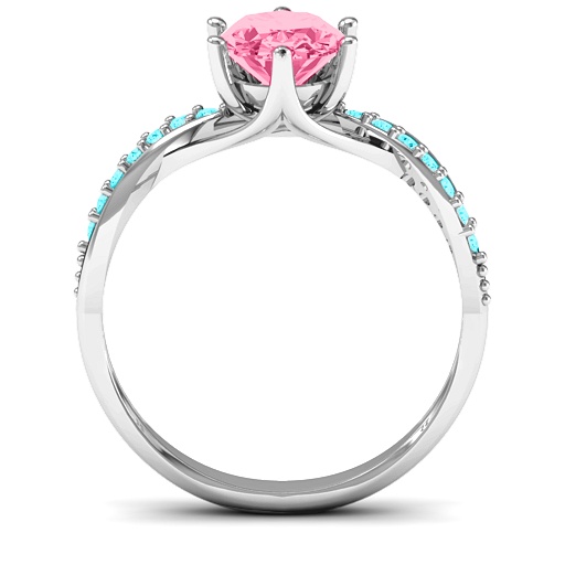 Sterling Silver Passion Twist Engagement Ring with Accent Stones