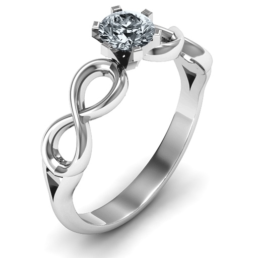 Sterling Silver Solitaire Ring with Infinity Symbol
