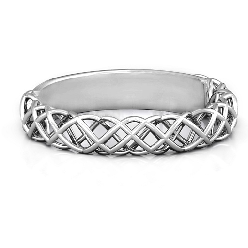 Sterling Silver Woven Band Ring with Heart Design