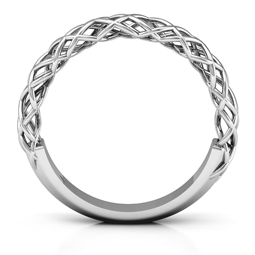 Sterling Silver Woven Band Ring with Heart Design