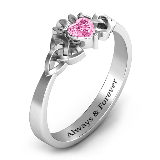 Sterling Silver Trinity Knot Heart Crown Ring
